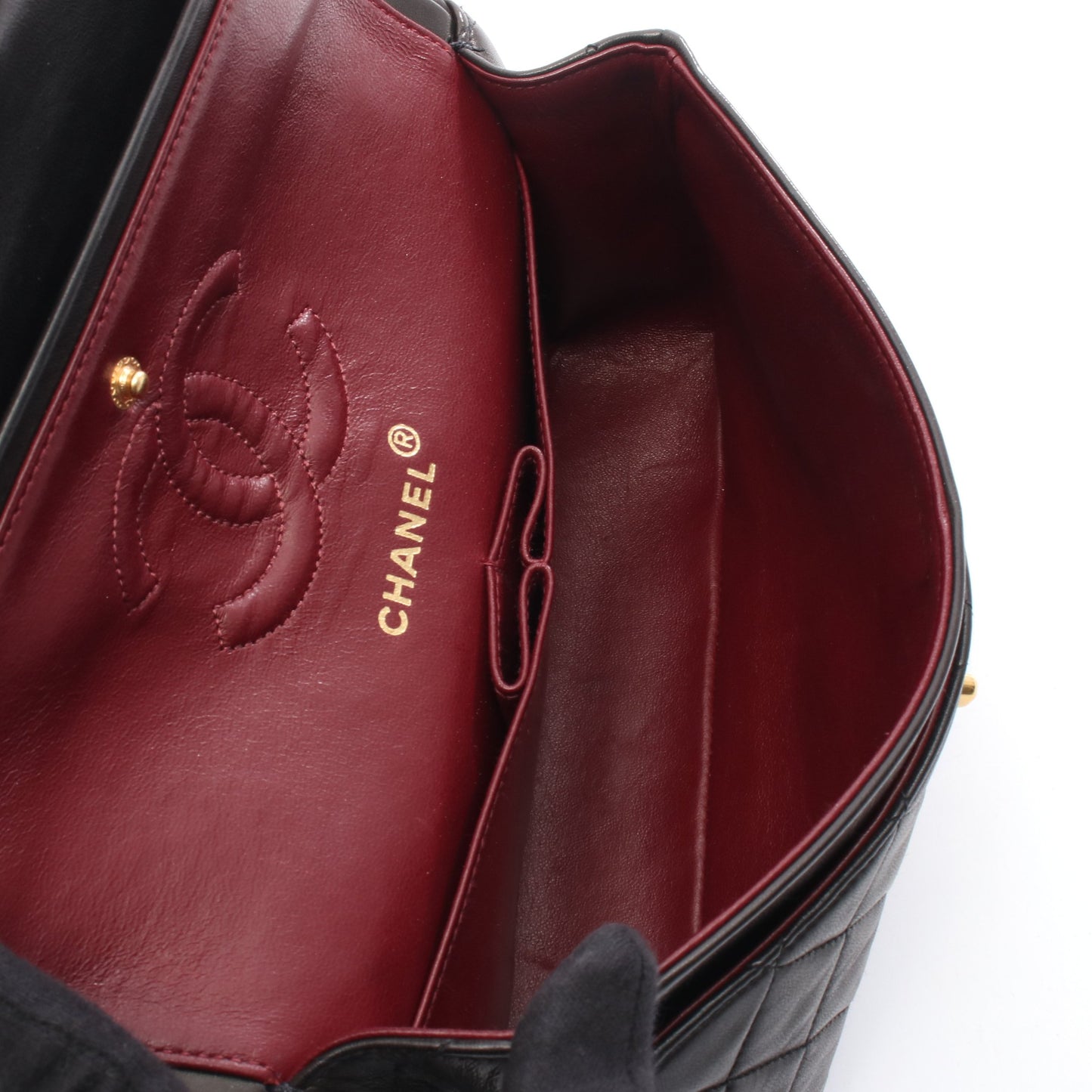 マトラッセ Wフラップ Wチェーンショルダーバッグ ラムスキン ブラック ゴールド金具 シャネル バッグ CHANEL