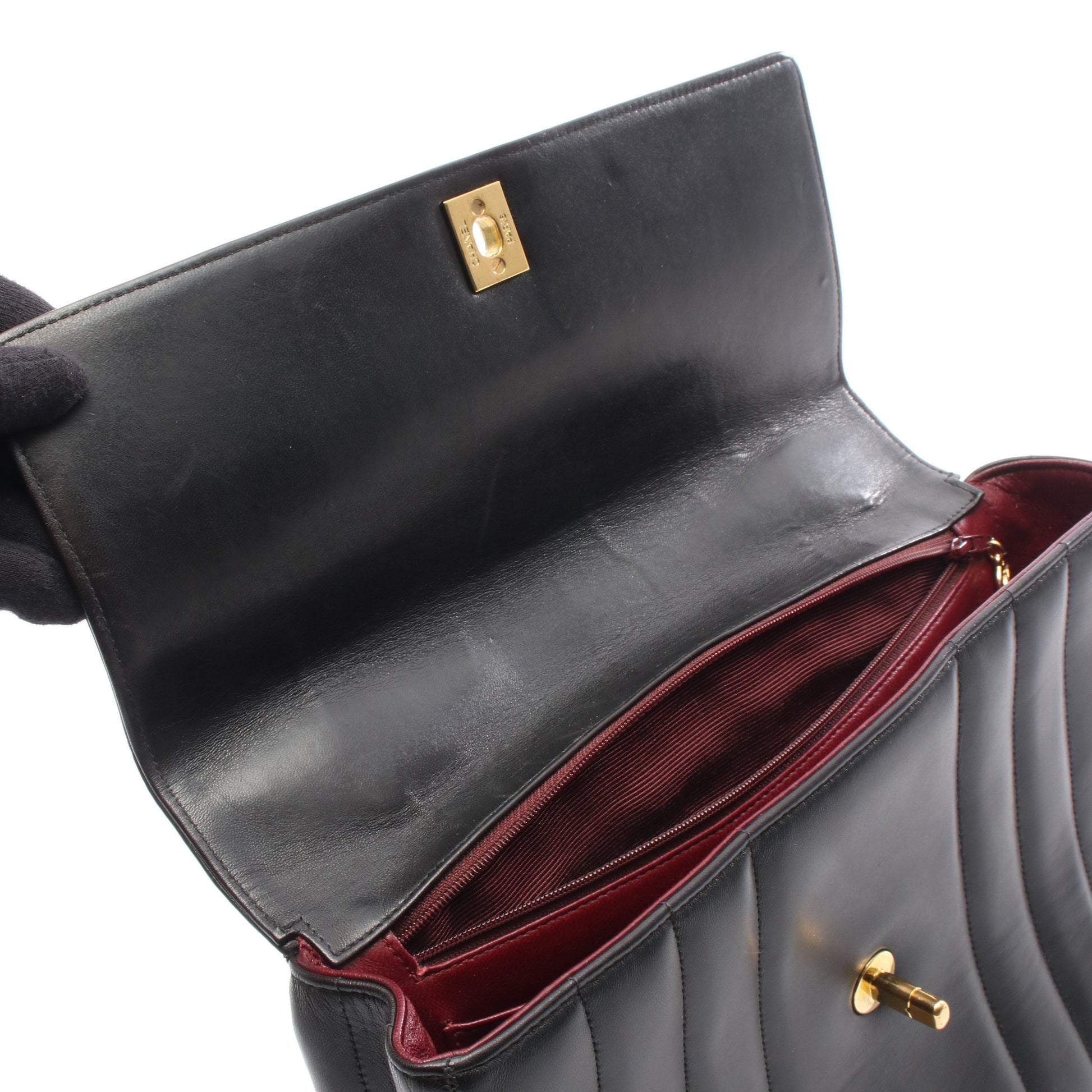 マドモアゼル ハンドバッグ ラムスキン ブラック ゴールド金具 シャネル バッグ CHANEL