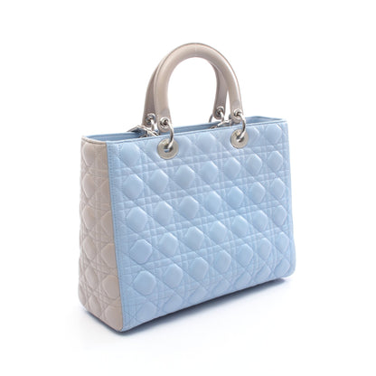レディディオール ラージ カナージュ ハンドバッグ レザー ライトブルー グレー 2WAY クリスチャンディオール バッグ Christian Dior
