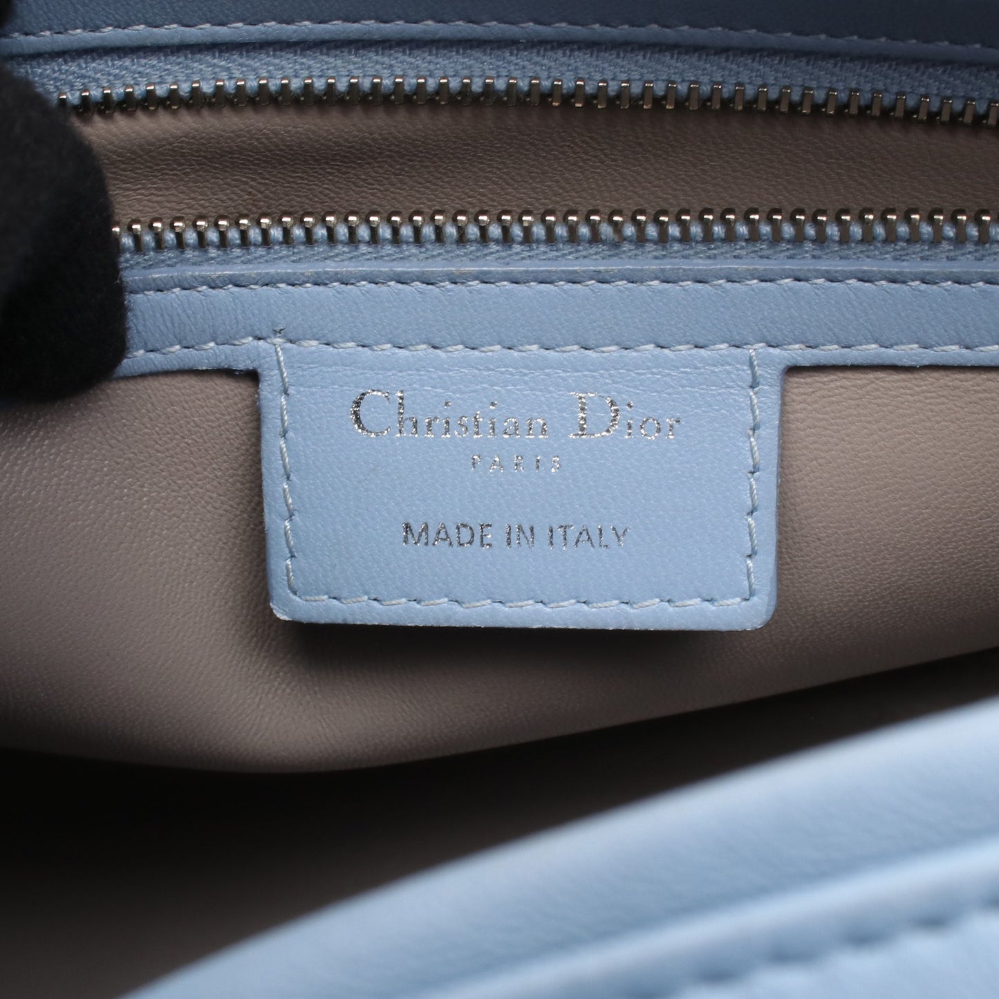 レディディオール ラージ カナージュ ハンドバッグ レザー ライトブルー グレー 2WAY クリスチャンディオール バッグ Christian Dior