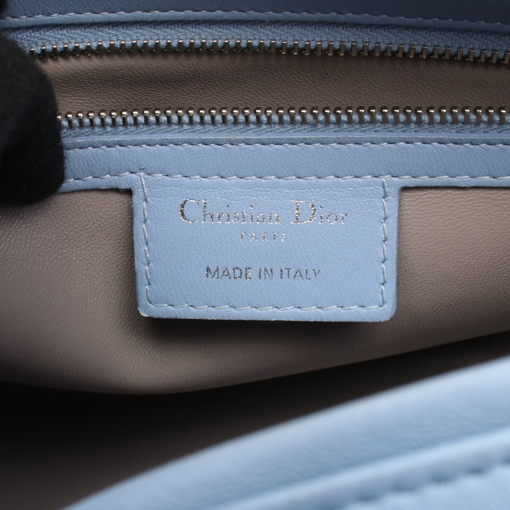 レディディオール ラージ カナージュ ハンドバッグ レザー ライトブルー グレー 2WAY クリスチャンディオール バッグ Christian Dior