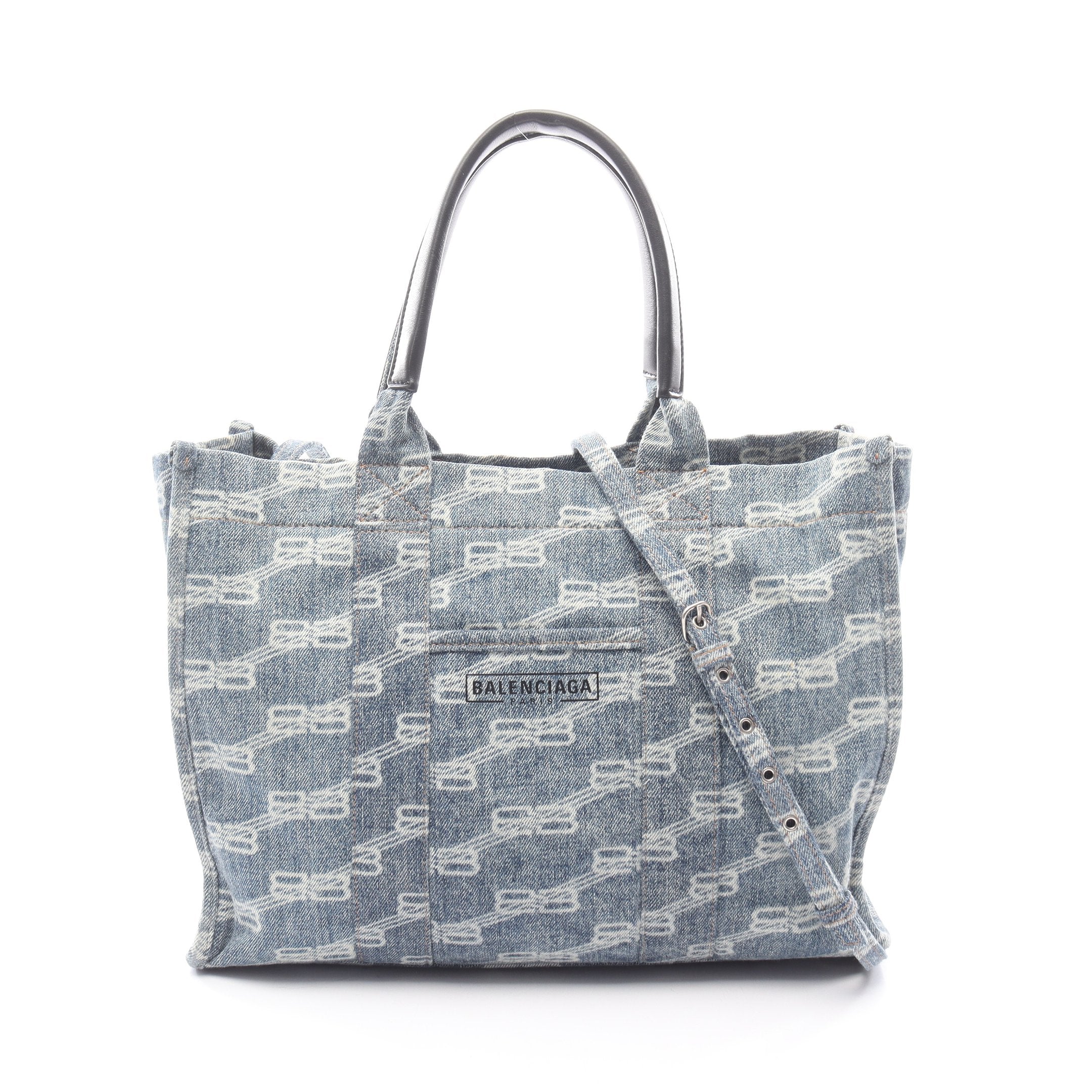 HARDWARE BBモノグラム ハンドバッグ トートバッグ デニム レザー