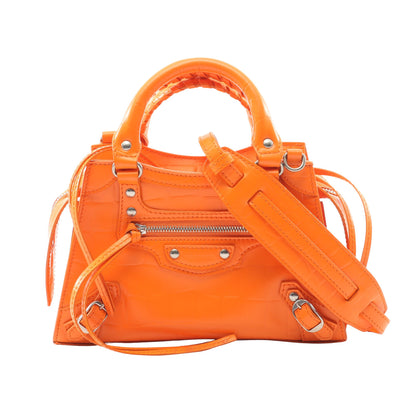 NEO CLASS CITY MINI ネオ クラシック シティ ミニ ハンドバッグ レザー オレンジ クロコ型押し 2WAY バレンシアガ バッグ BALENCIAGA