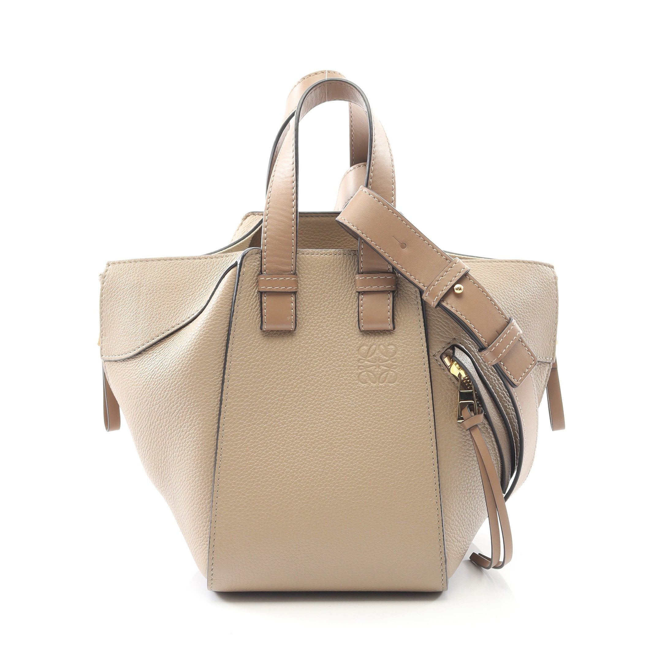 ペゴパです！ ハンモックバッグ コンパクト ハンドバッグ レザー グレーベージュ