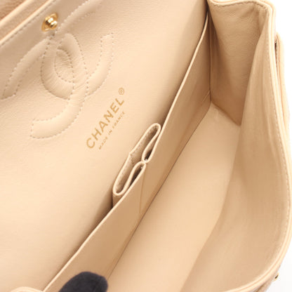 マトラッセ Wフラップ Wチェーンショルダーバッグ キャビアスキン ベージュ ゴールド金具 シャネル バッグ CHANEL