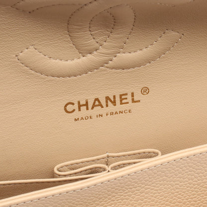マトラッセ Wフラップ Wチェーンショルダーバッグ キャビアスキン ベージュ ゴールド金具 シャネル バッグ CHANEL