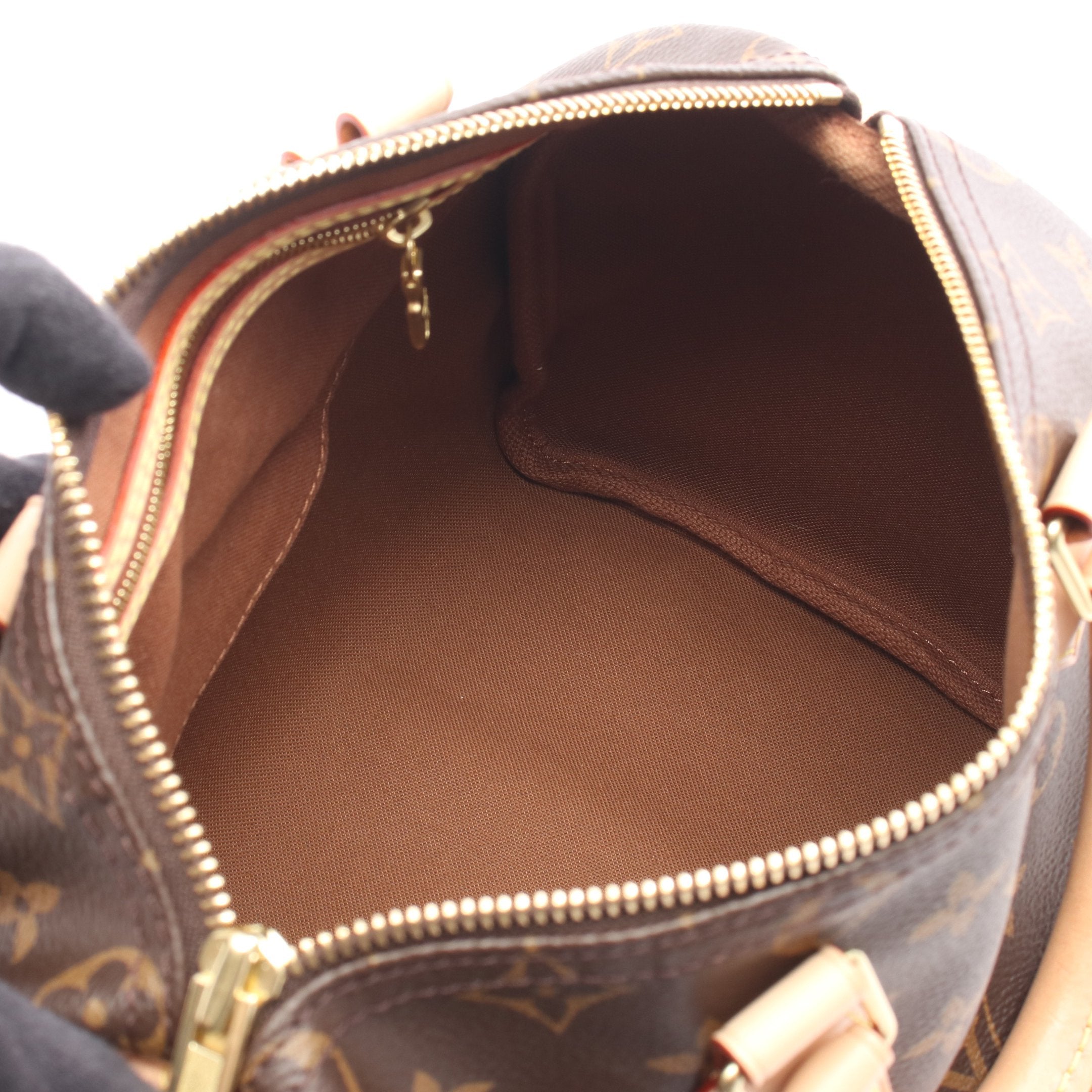 スピーディ25 モノグラム ハンドバッグ PVC レザー ブラウン ルイ