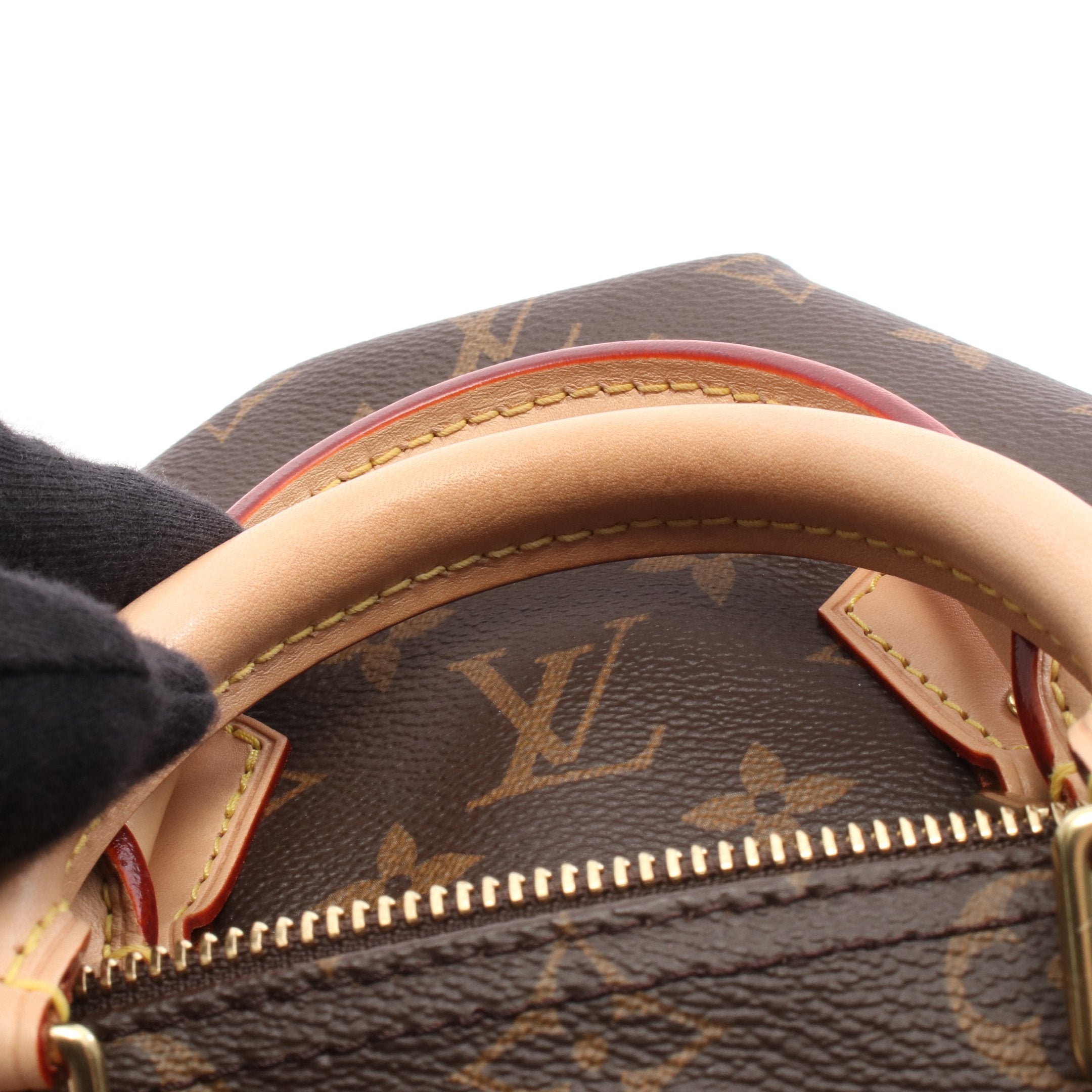 スピーディ25 モノグラム ハンドバッグ PVC レザー ブラウン ルイ