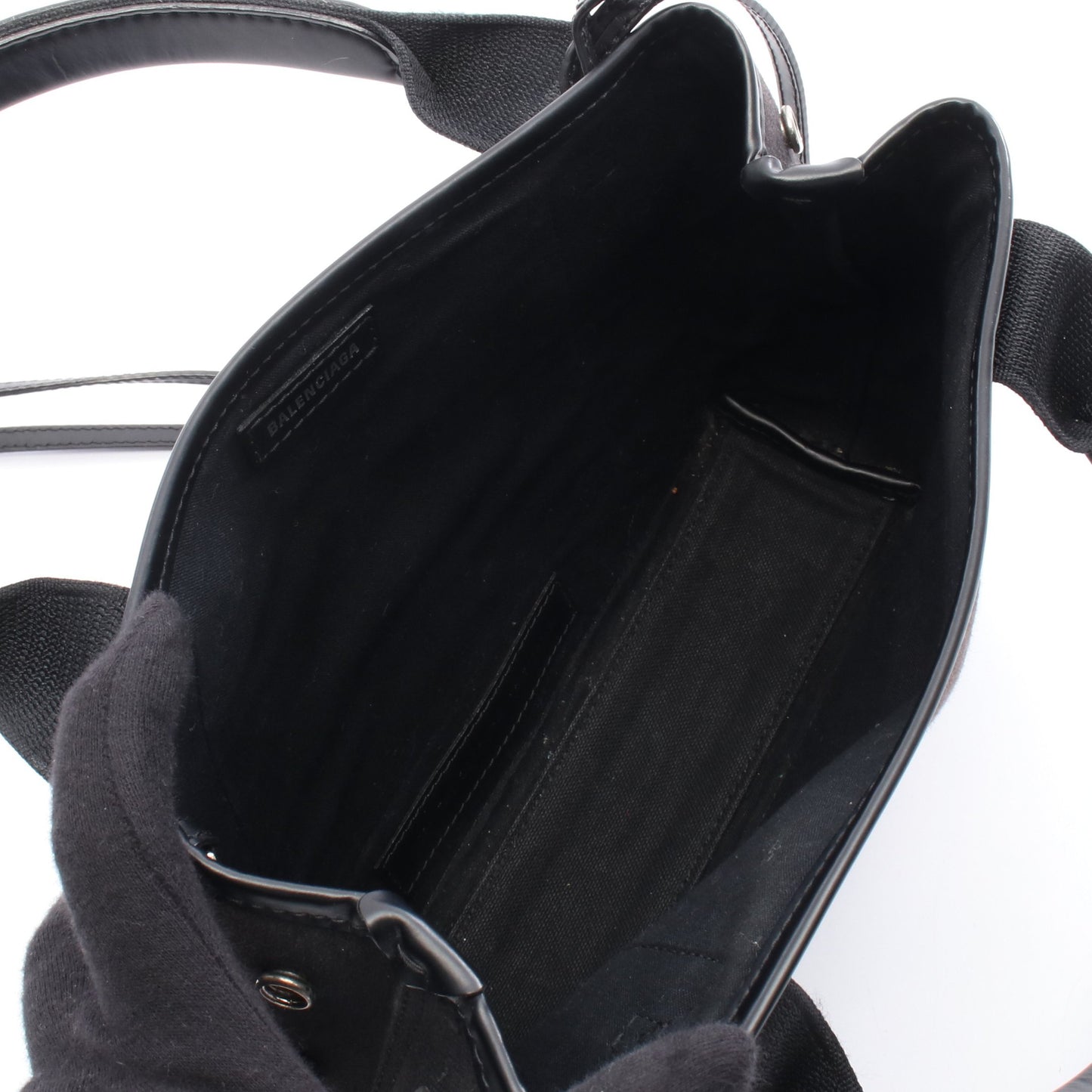 ネイビーカバ XS ハンドバッグ キャンバス レザー ブラック 2WAY バレンシアガ バッグ BALENCIAGA