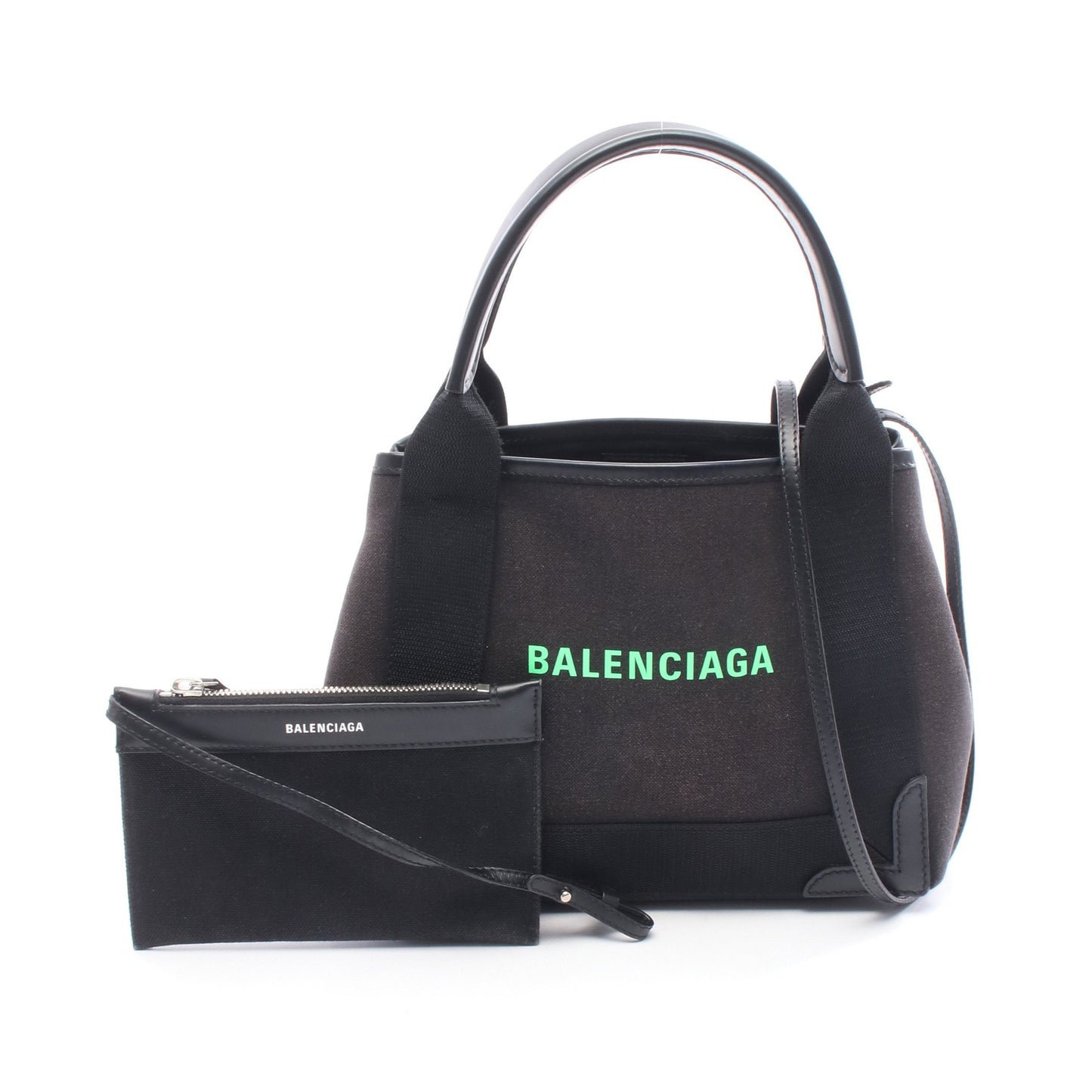 ネイビーカバ XS ハンドバッグ キャンバス レザー ブラック 2WAY バレンシアガ バッグ BALENCIAGA