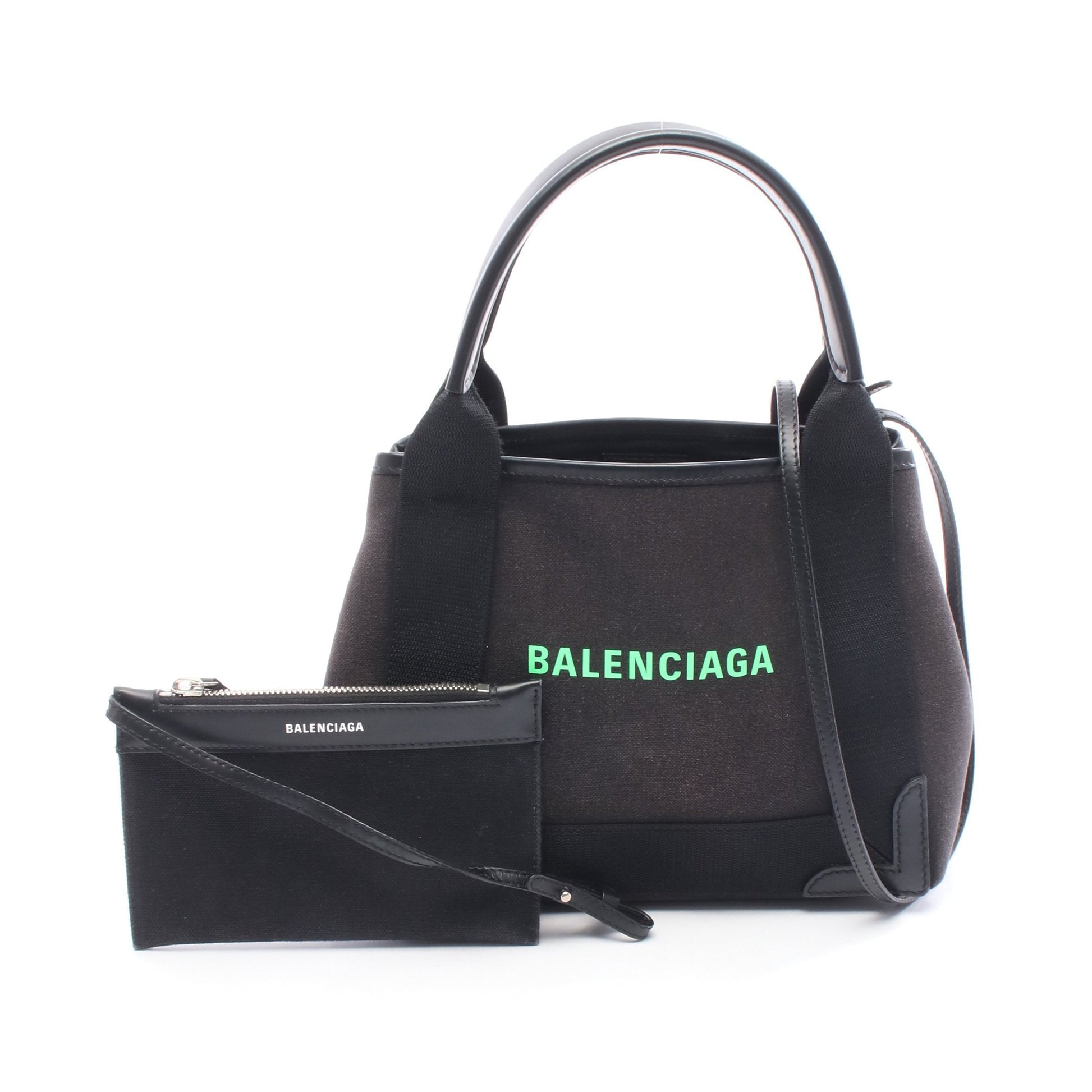 ネイビーカバ XS ハンドバッグ キャンバス レザー ブラック 2WAY バレンシアガ バッグ BALENCIAGA