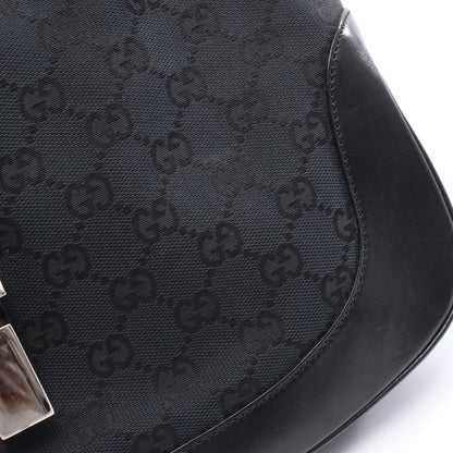 ジャッキー GGキャンバス ワンショルダーバッグ キャンバス レザー ネイビー ブラック グッチ バッグ GUCCI