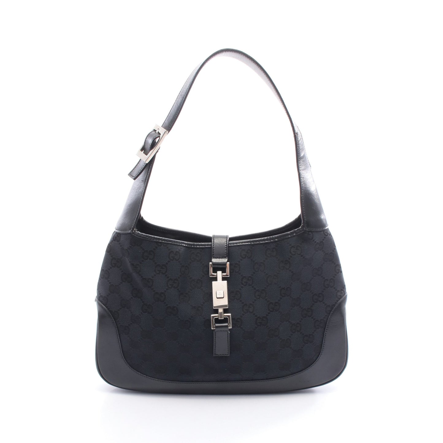 ジャッキー GGキャンバス ワンショルダーバッグ キャンバス レザー ネイビー ブラック グッチ バッグ GUCCI