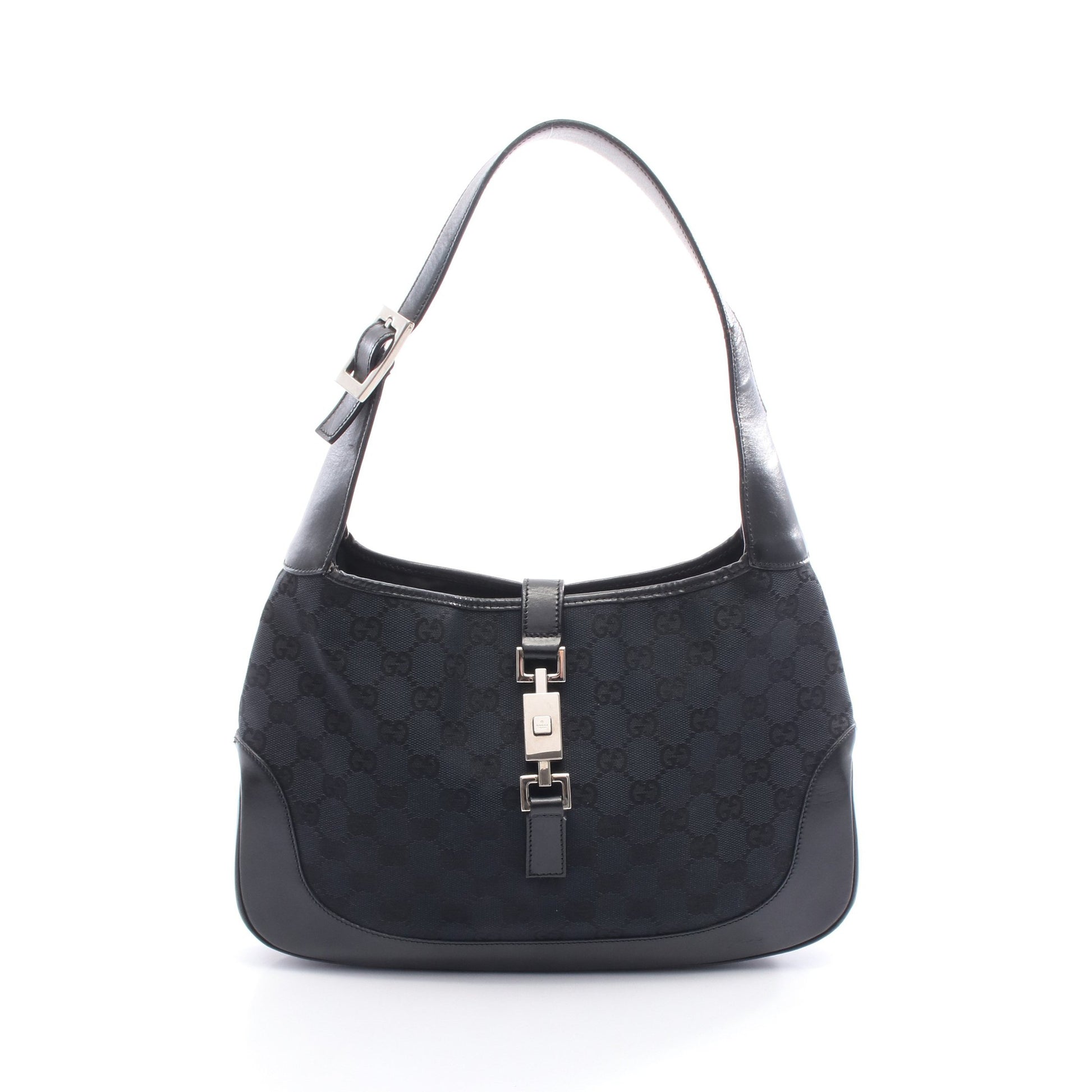 ジャッキー GGキャンバス ワンショルダーバッグ キャンバス レザー ネイビー ブラック グッチ バッグ GUCCI
