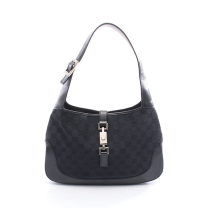 ジャッキー GGキャンバス ワンショルダーバッグ キャンバス レザー ネイビー ブラック グッチ バッグ GUCCI
