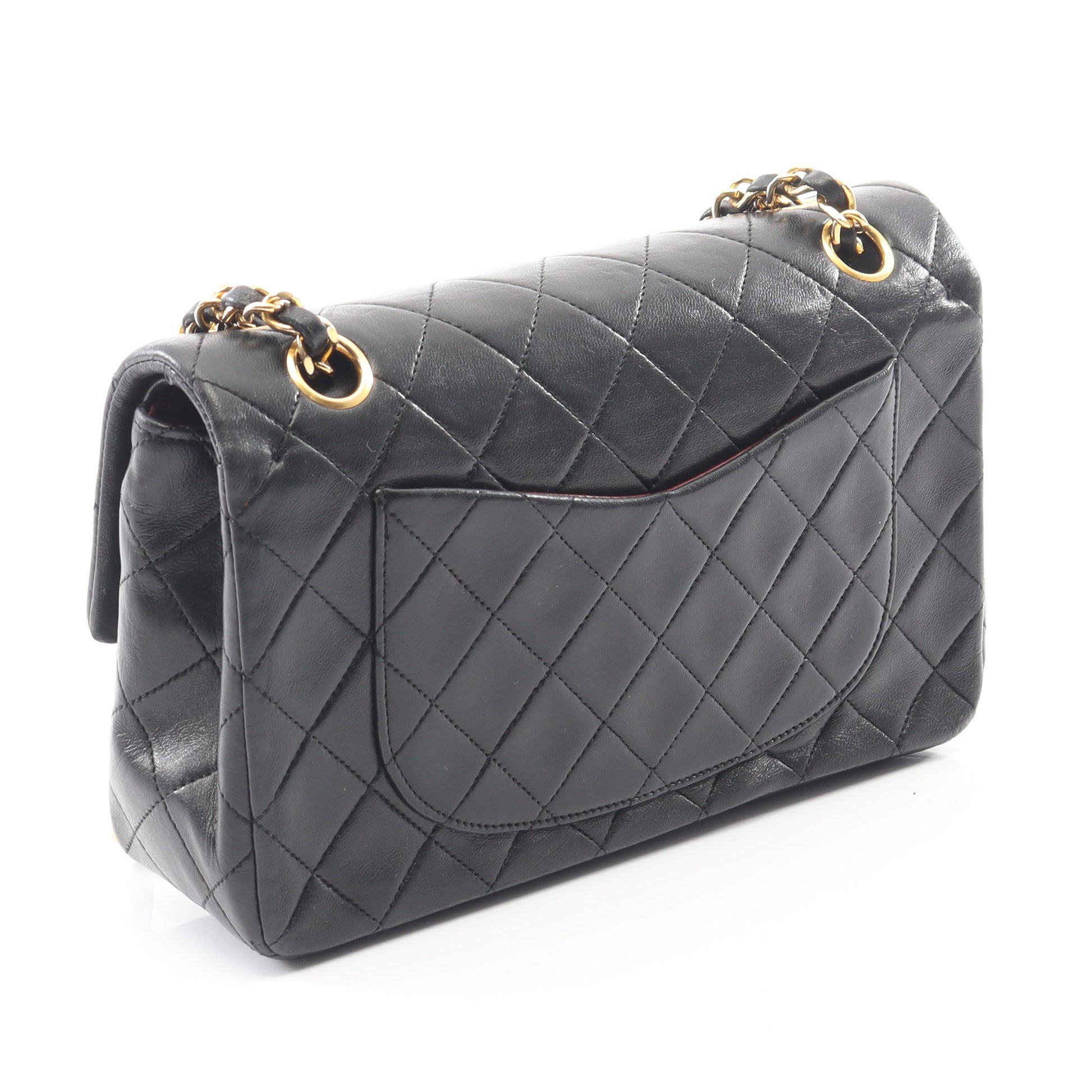 マトラッセ Wフラップ Wチェーンショルダーバッグ ラムスキン ブラック ゴールド金具 シャネル バッグ CHANEL