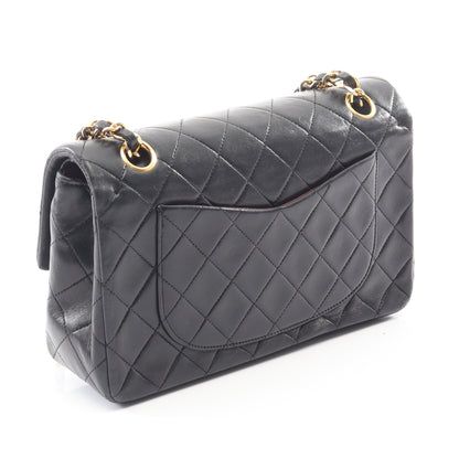 マトラッセ Wフラップ Wチェーンショルダーバッグ ラムスキン ブラック ゴールド金具 シャネル バッグ CHANEL