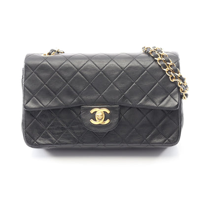 マトラッセ Wフラップ Wチェーンショルダーバッグ ラムスキン ブラック ゴールド金具 シャネル バッグ CHANEL