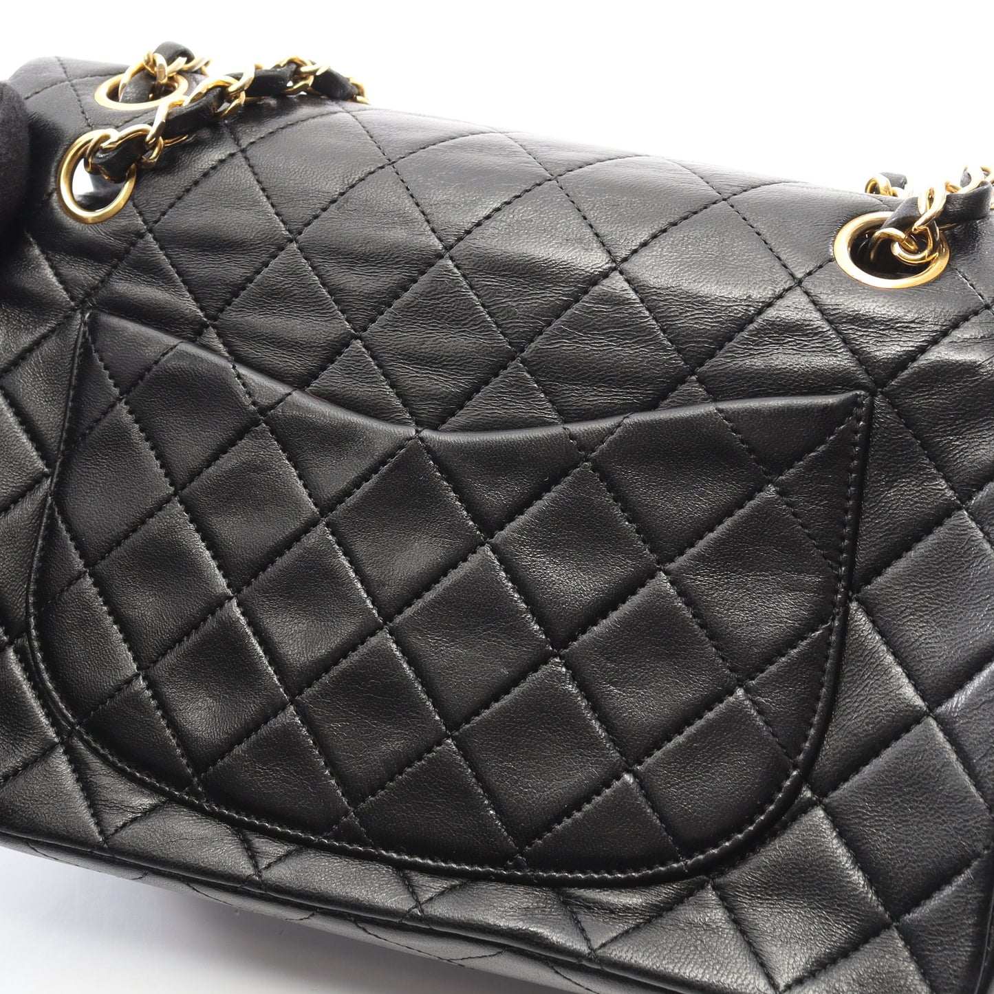 マトラッセ Wフラップ Wチェーンショルダーバッグ ラムスキン ブラック ゴールド金具 シャネル バッグ CHANEL