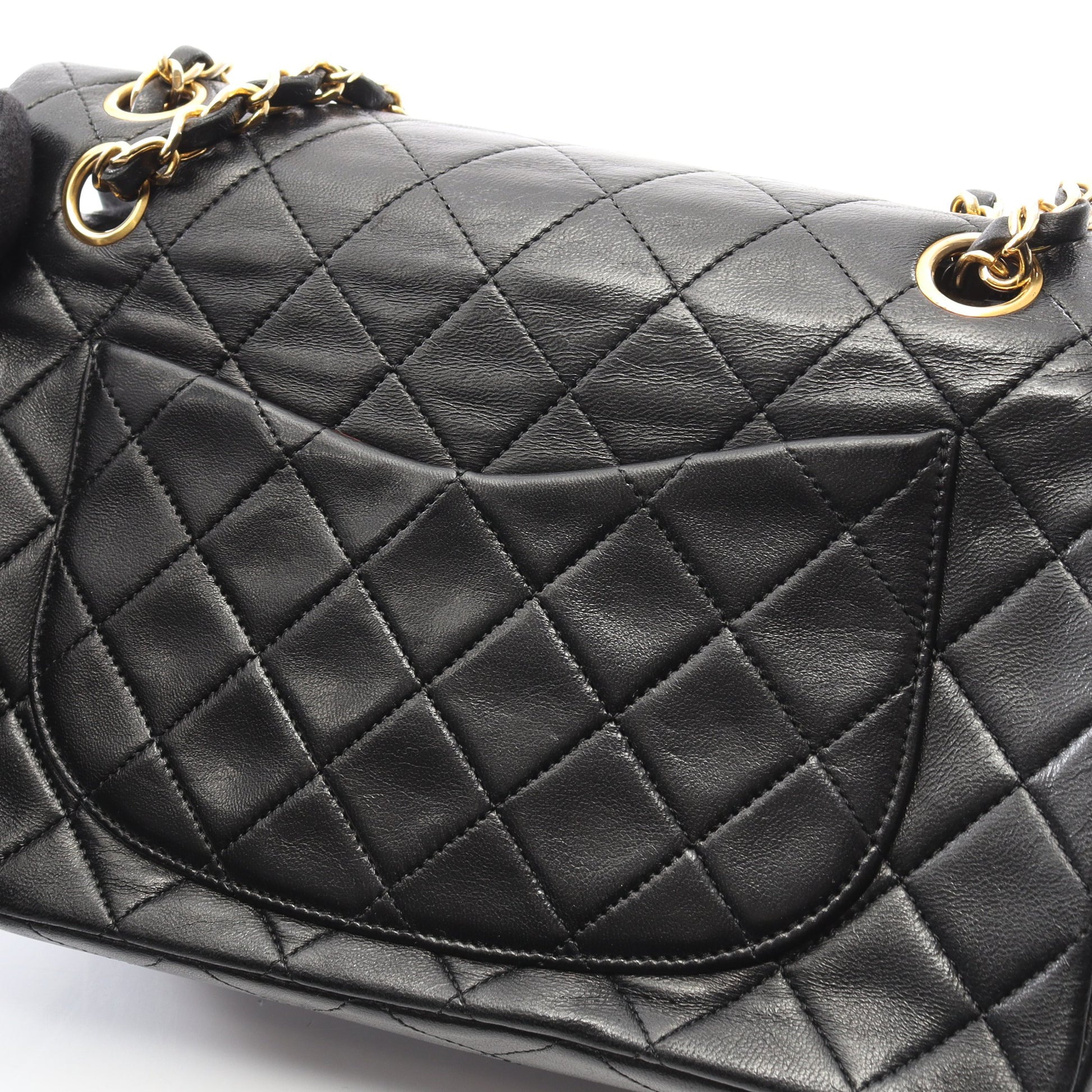マトラッセ Wフラップ Wチェーンショルダーバッグ ラムスキン ブラック ゴールド金具 シャネル バッグ CHANEL