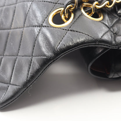 マトラッセ Wフラップ Wチェーンショルダーバッグ ラムスキン ブラック ゴールド金具 シャネル バッグ CHANEL