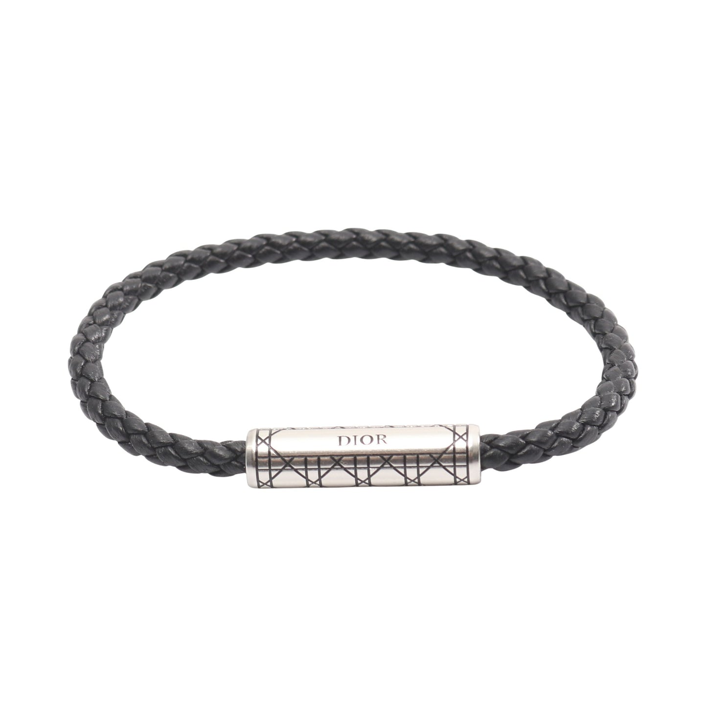 カナージュ ブレスレット レザー ブラック シルバー ディオール アクセサリー DIOR