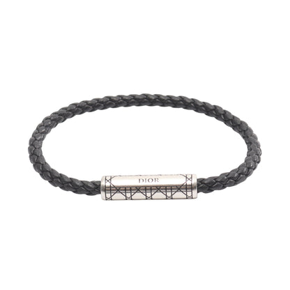 カナージュ ブレスレット レザー ブラック シルバー ディオール アクセサリー DIOR