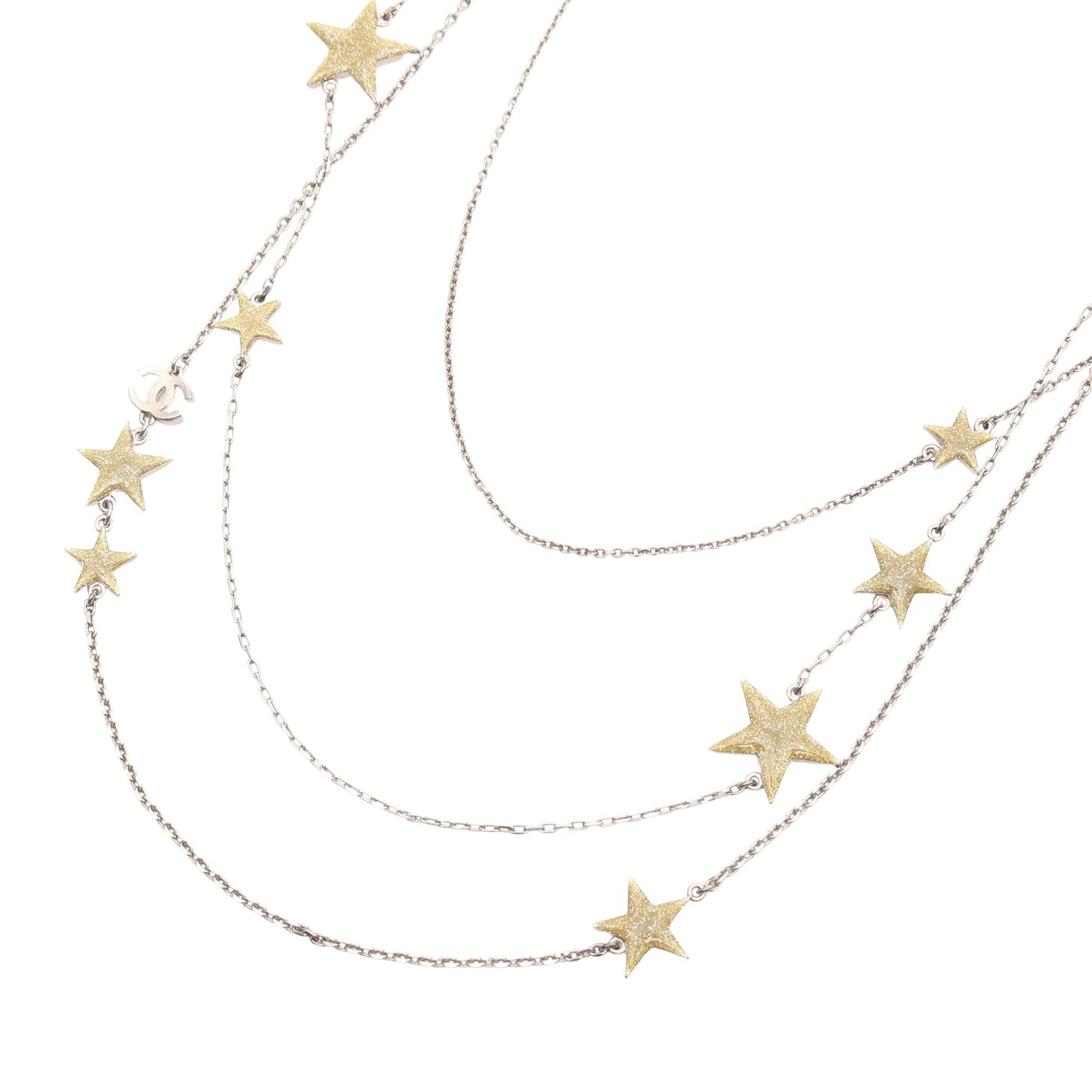 ココマーク スター 3連 ネックレス ラインストーン シルバー ブルー イエロー 08P シャネル アクセサリー CHANEL