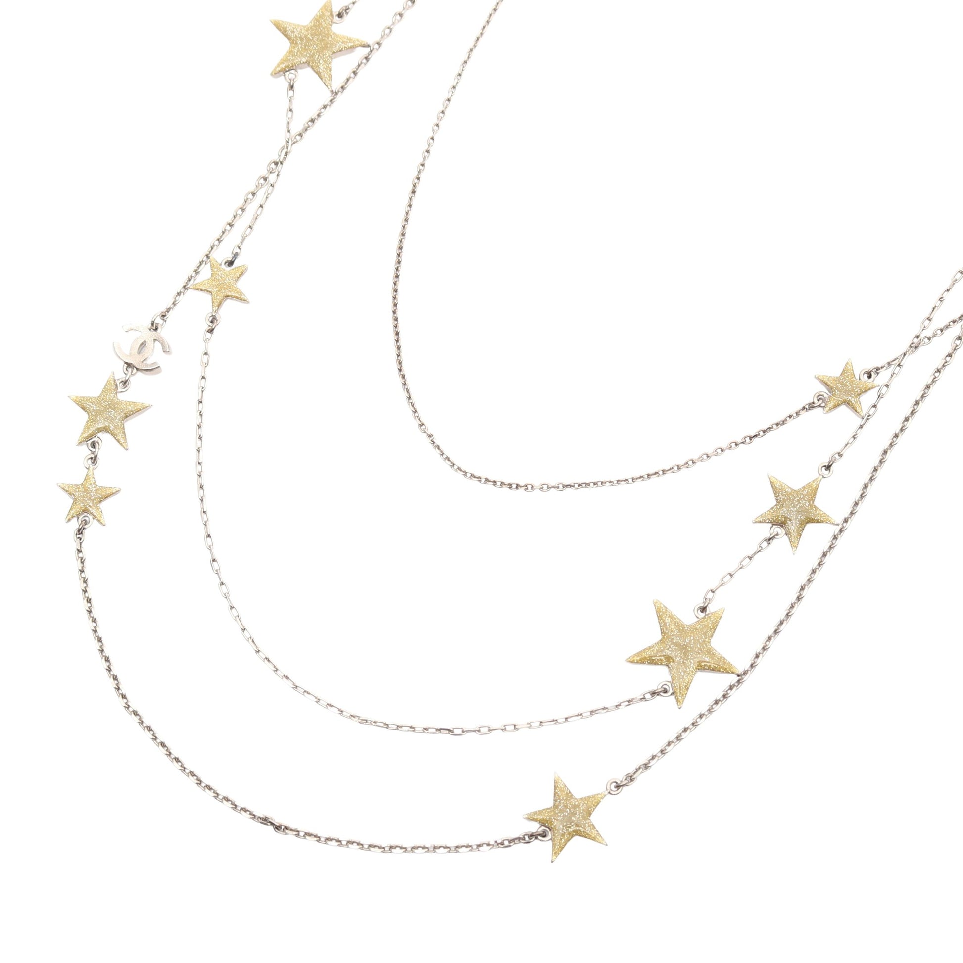 ココマーク スター 3連 ネックレス ラインストーン シルバー ブルー イエロー 08P シャネル アクセサリー CHANEL