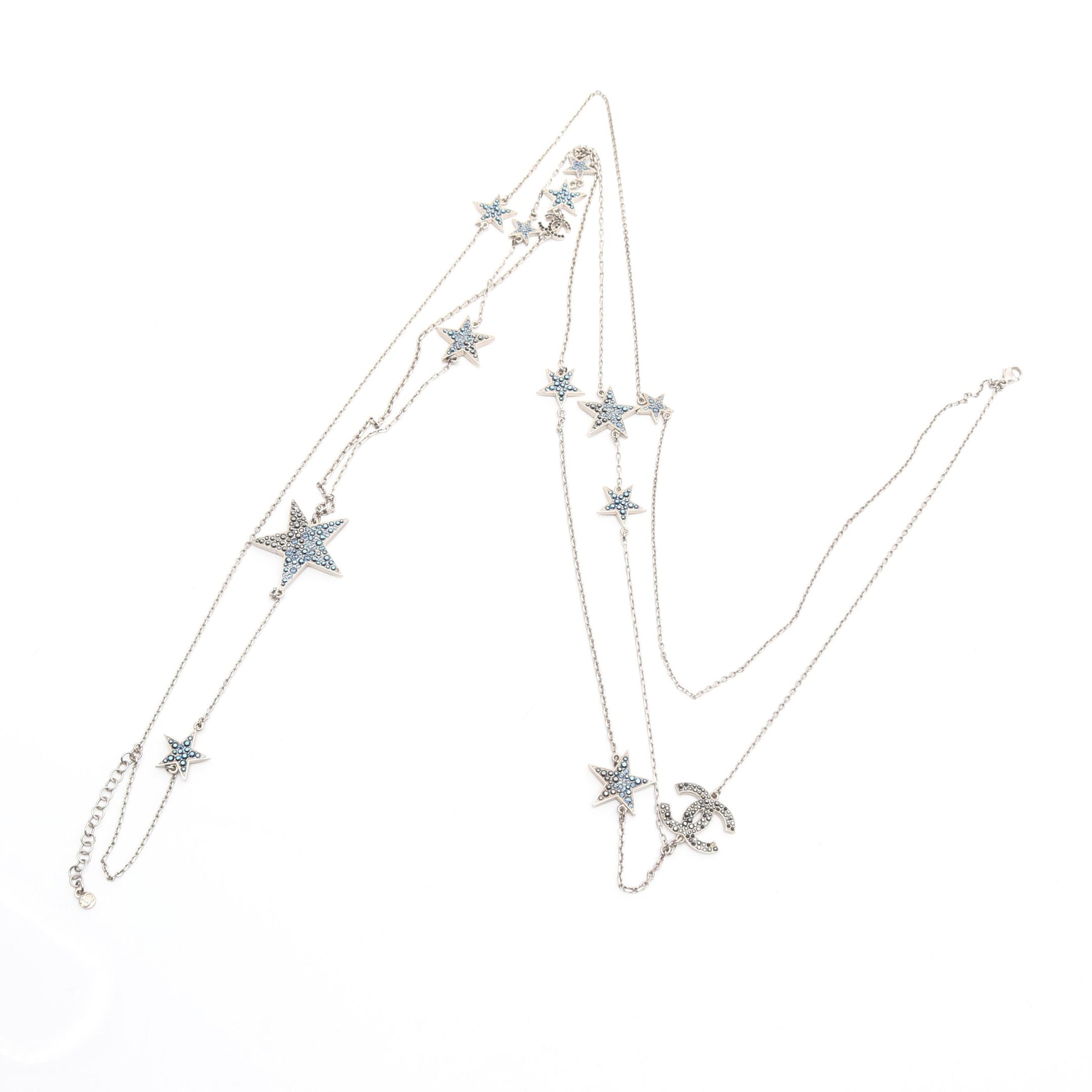 ココマーク スター 3連 ネックレス ラインストーン シルバー ブルー イエロー 08P シャネル アクセサリー CHANEL