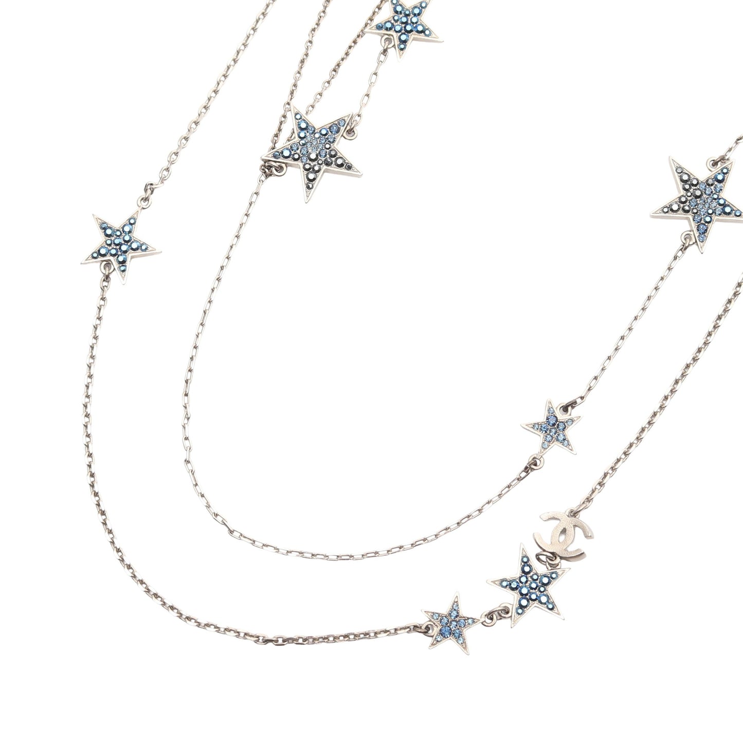 ココマーク スター 3連 ネックレス ラインストーン シルバー ブルー イエロー 08P シャネル アクセサリー CHANEL