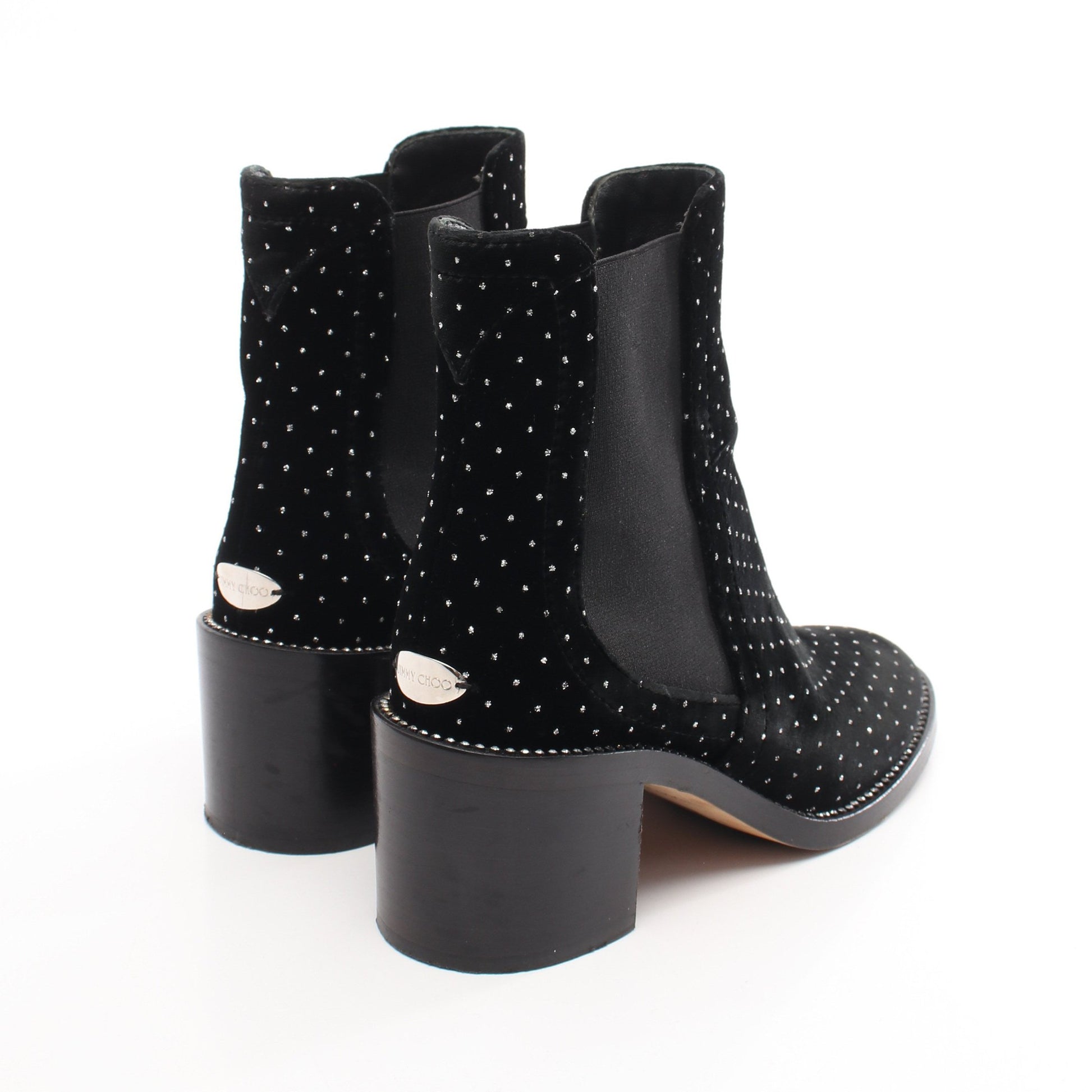 サイドゴアブーツ ドット ベロア ブラック グリッター ジミーチュウ シューズ JIMMY CHOO