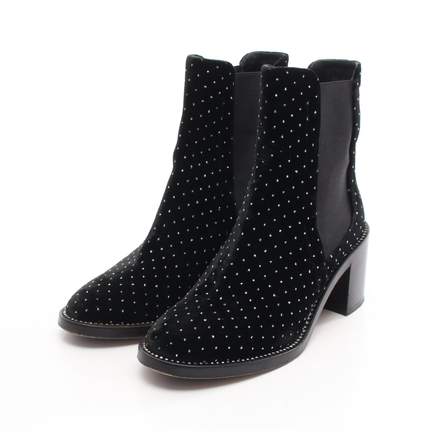 サイドゴアブーツ ドット ベロア ブラック グリッター ジミーチュウ シューズ JIMMY CHOO