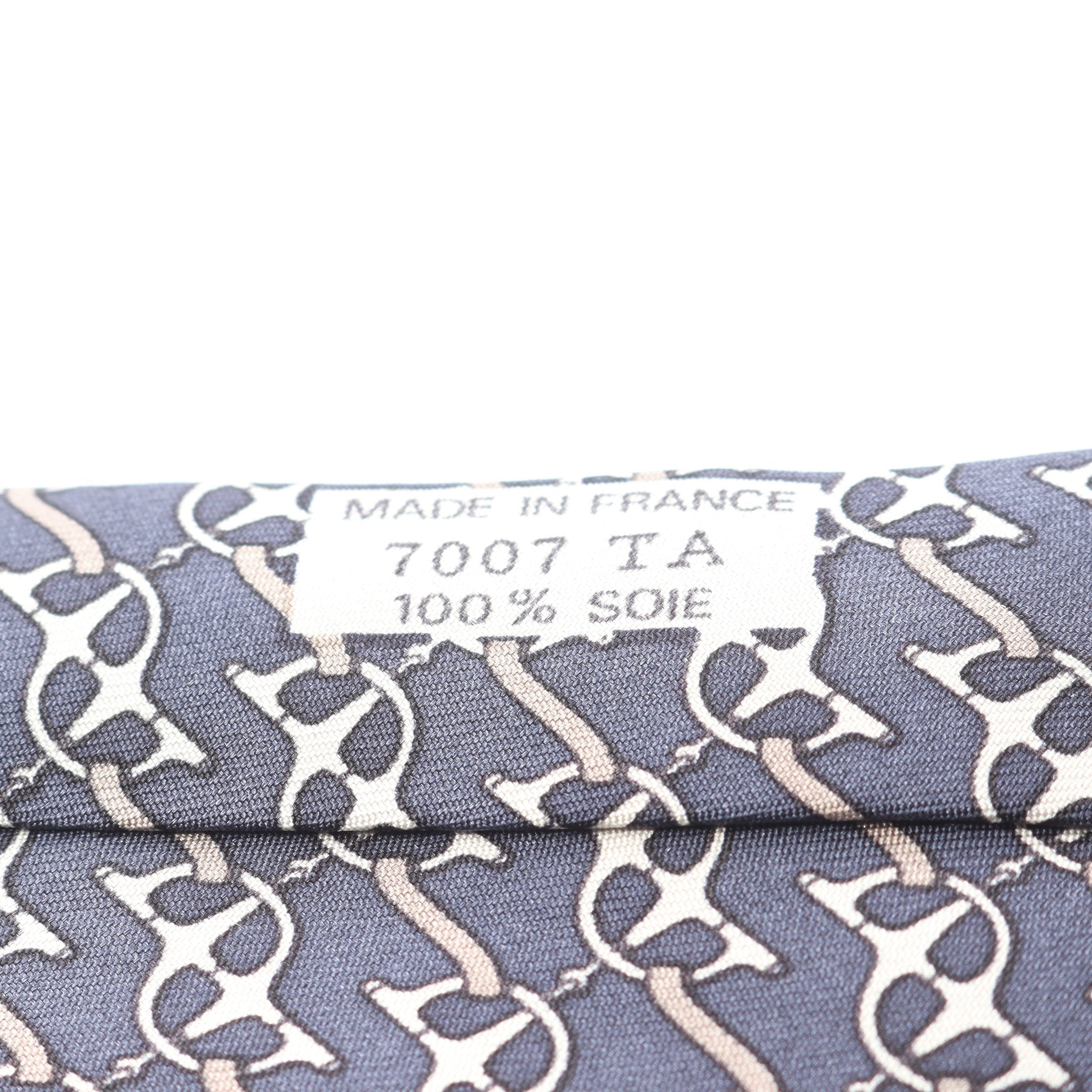 ネクタイ 総柄 シルク ネイビー グレー エルメス – RECLO