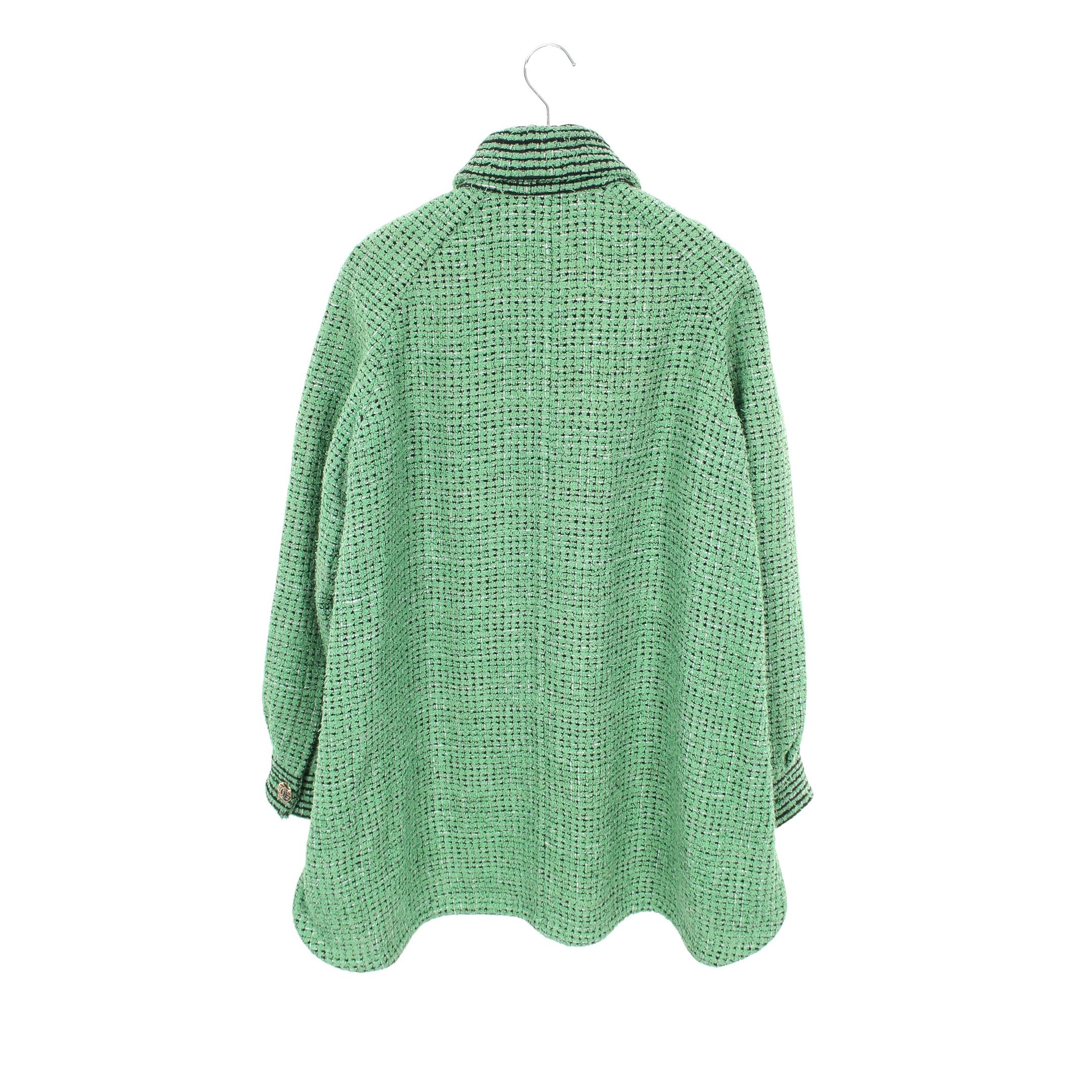 インゲボルグ カネコイサオ ツイード　ボタン　ジャケット L〜XL ロゴ　緑 Anniversary piece】【尾州素材】グリーンカラーツイードジャケット