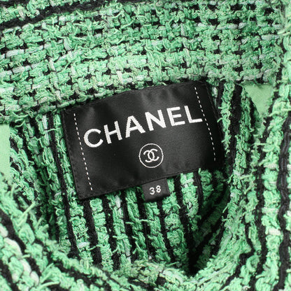 ココマークボタン ツイード ジャケット コットン グリーン ブラック シャネル アウター CHANEL