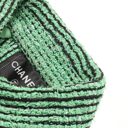 ココマークボタン ツイード ジャケット コットン グリーン ブラック シャネル アウター CHANEL