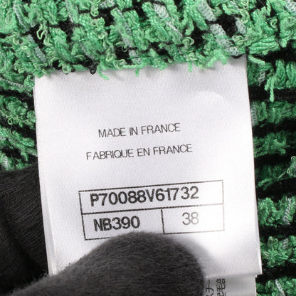ココマークボタン ツイード ジャケット コットン グリーン ブラック シャネル アウター CHANEL