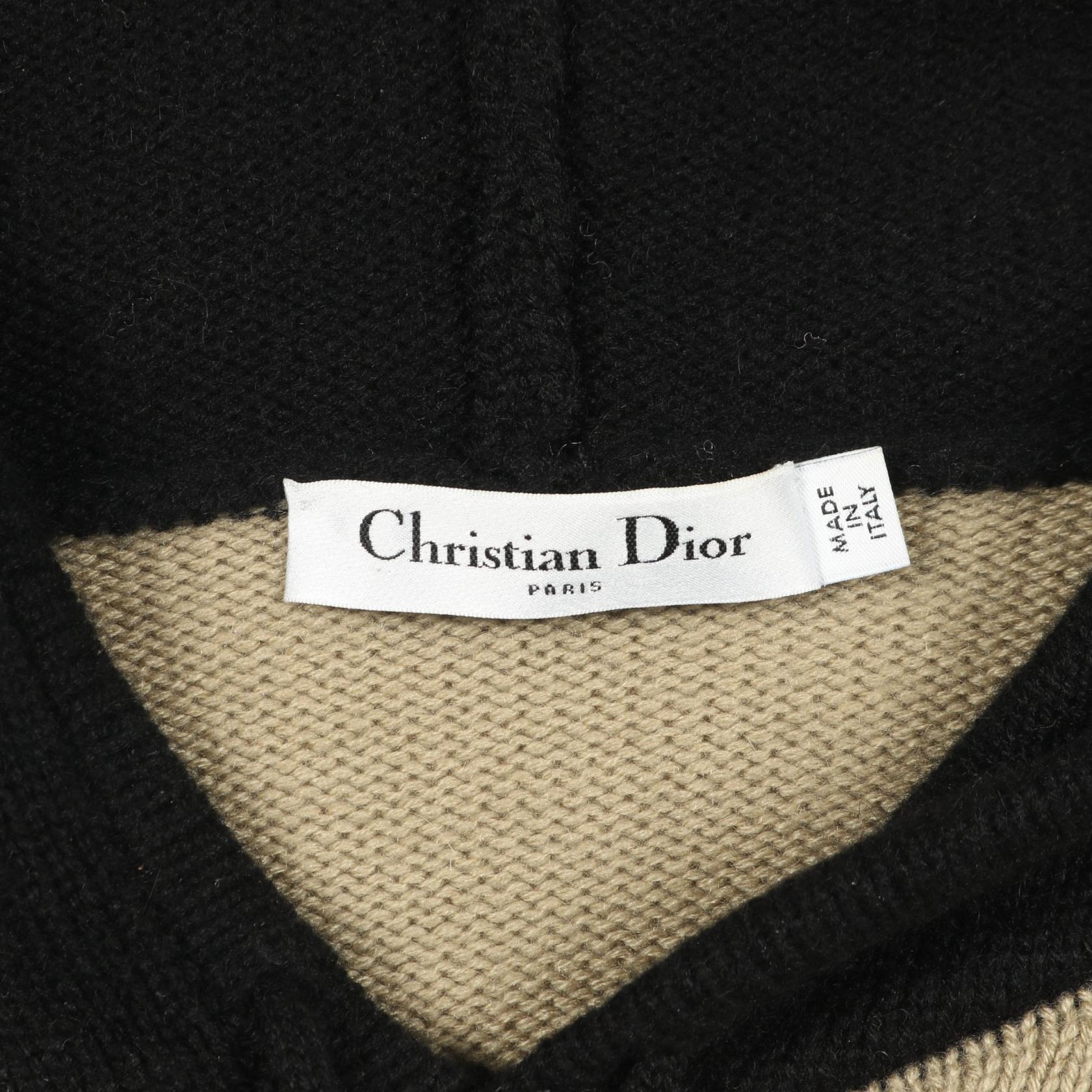 ニット プルオーバーパーカー ロゴ カシミヤ ベージュ ブラック クリスチャンディオール トップス Christian Dior