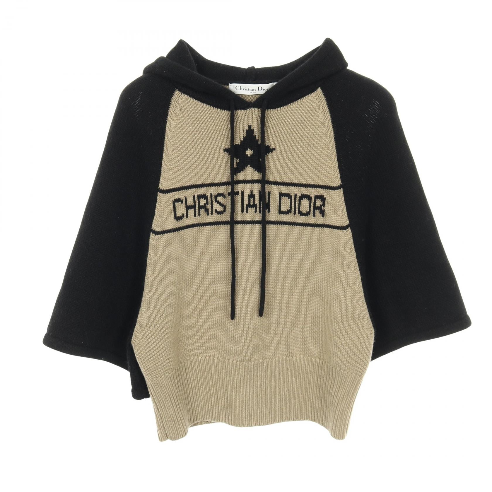 ニット プルオーバーパーカー ロゴ カシミヤ ベージュ ブラック クリスチャンディオール トップス Christian Dior