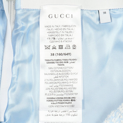 GGコットン ブークレ ミニ スカート コットン ホワイト ライトブルー グッチ ボトムス GUCCI