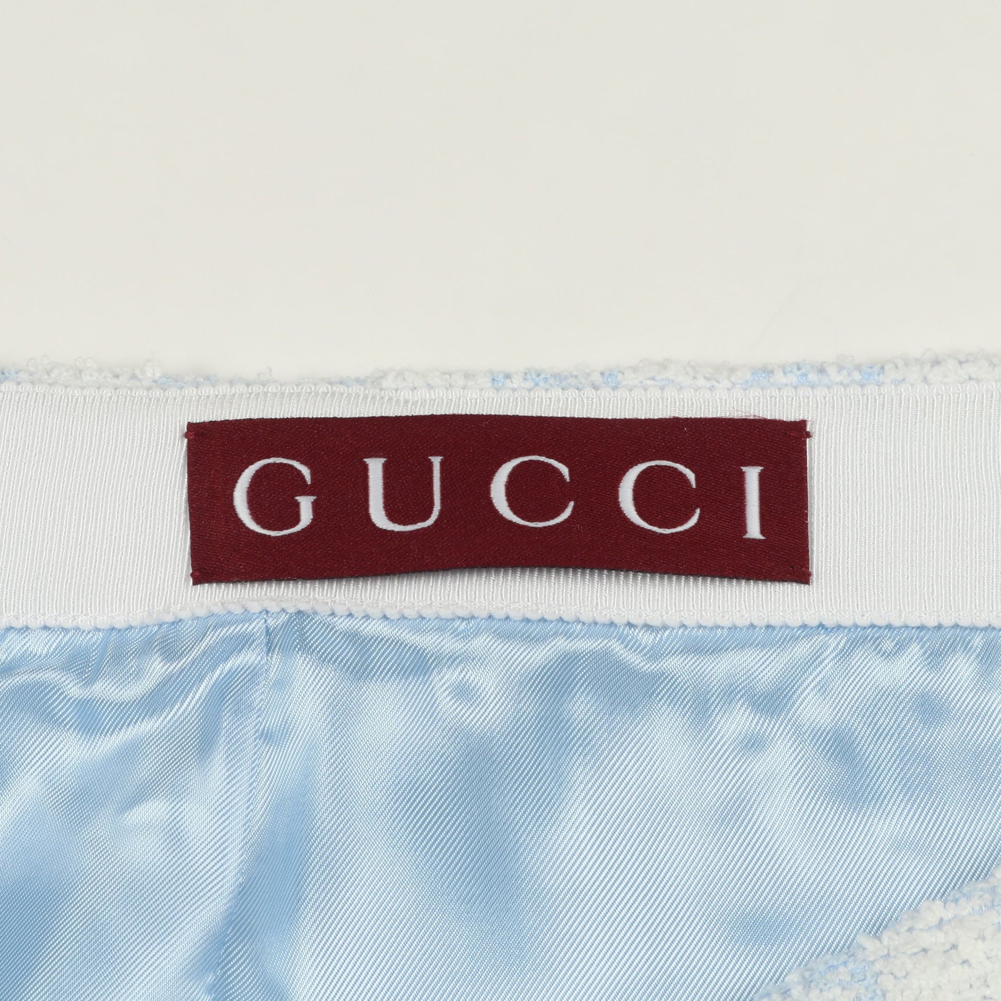 GGコットン ブークレ ミニ スカート コットン ホワイト ライトブルー グッチ ボトムス GUCCI