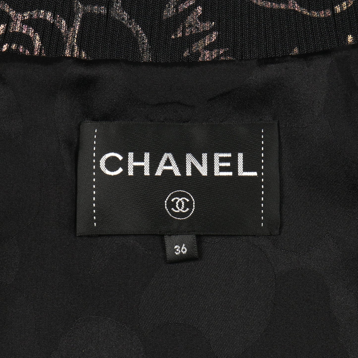 ブルゾン 総柄 ラムスキン シルク ブラック マルチカラー 偏光 シャネル アウター CHANEL