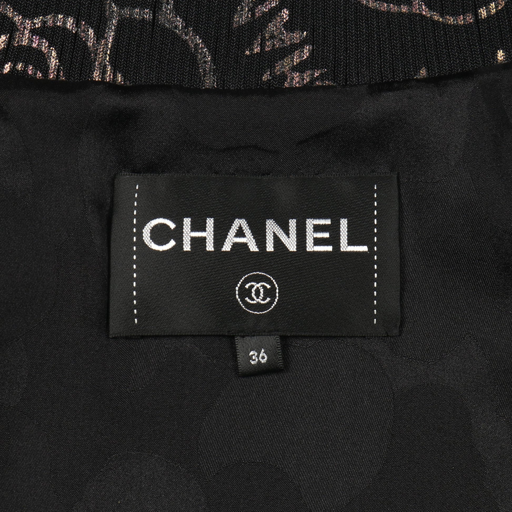 ブルゾン 総柄 ラムスキン シルク ブラック マルチカラー 偏光 シャネル アウター CHANEL