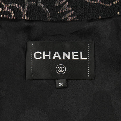 ブルゾン 総柄 ラムスキン シルク ブラック マルチカラー 偏光 シャネル アウター CHANEL