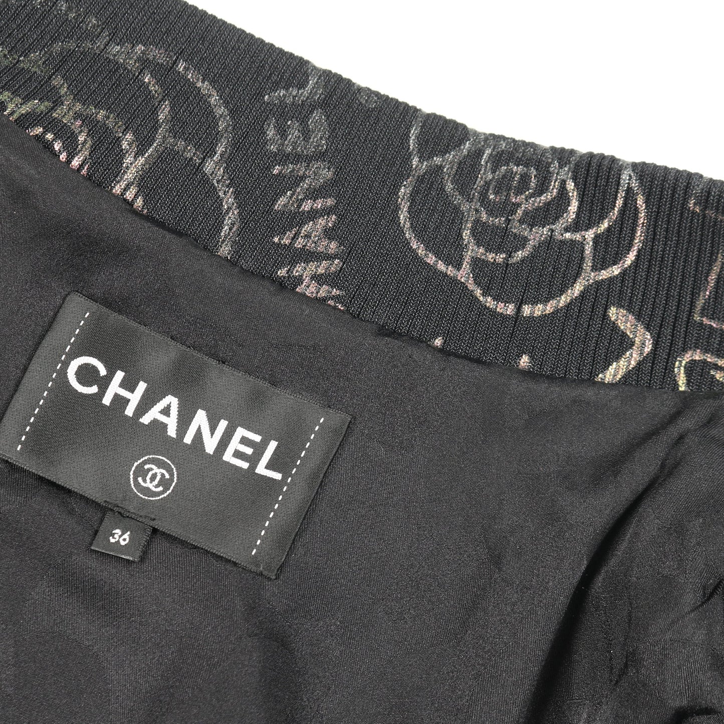 ブルゾン 総柄 ラムスキン シルク ブラック マルチカラー 偏光 シャネル アウター CHANEL