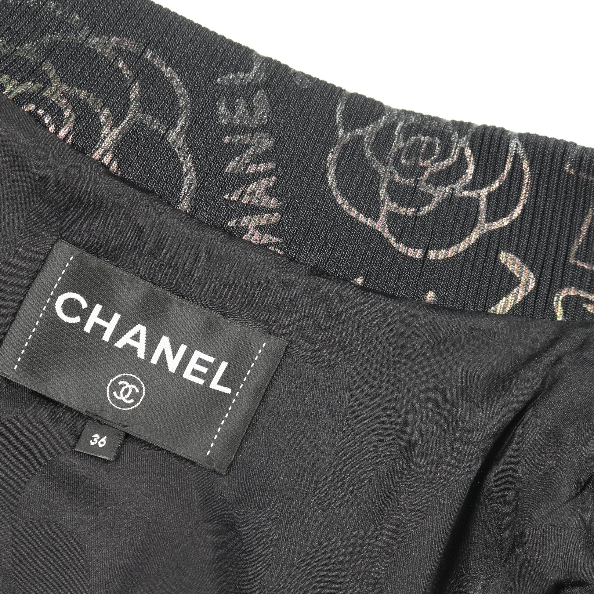 ブルゾン 総柄 ラムスキン シルク ブラック マルチカラー 偏光 シャネル アウター CHANEL