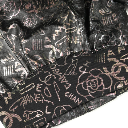ブルゾン 総柄 ラムスキン シルク ブラック マルチカラー 偏光 シャネル アウター CHANEL