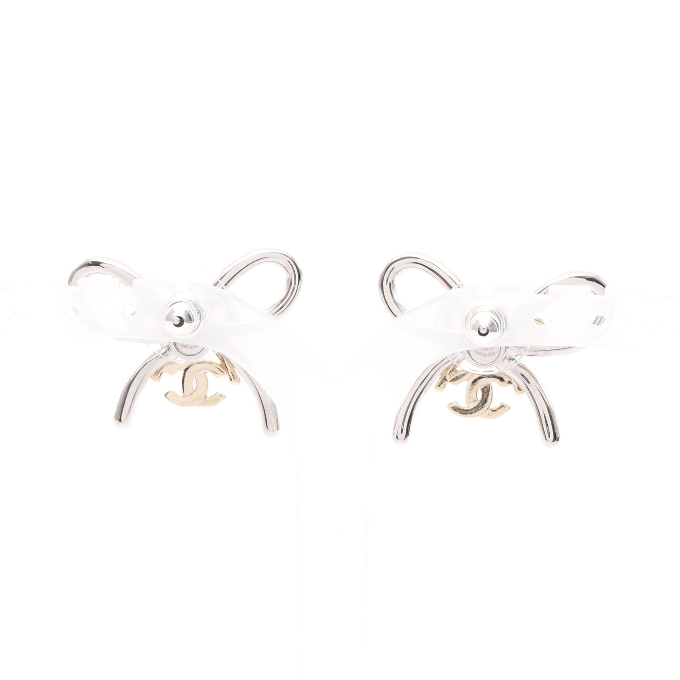 ココマーク リボン ピアス GP シルバー ゴールド ラインストーン B25K