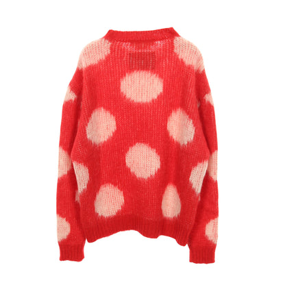 Fuzzy Wuzzy ニット クルーネック ドット ナイロン モヘヤ レッド マルニ トップス MARNI
